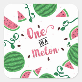 Cuadrada Una En Un Pegatina De Melón, Una sandía
