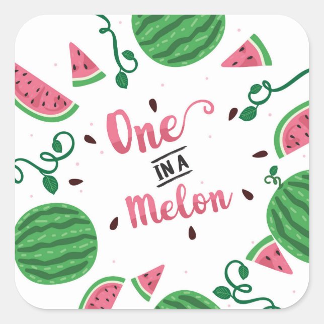 Cuadrada Una En Un Pegatina De Melón, Una sandía (Anverso)