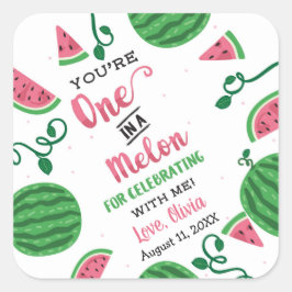 Cuadrada Una En Un Pegatina De Melón, Una sandía