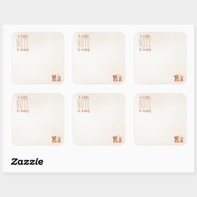 Cuadrada Una pequeña nota para el bebé Pegatina dentro del  (Hoja)