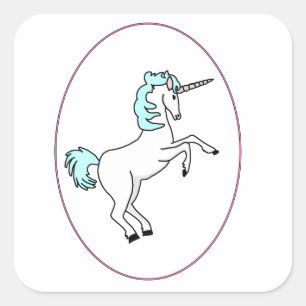 Cuadrada Unicornio En Pegatina De Anillo Púrpura