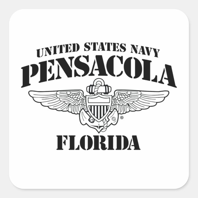 Cuadrada USN Pensacola Florida Pegatina (Anverso)