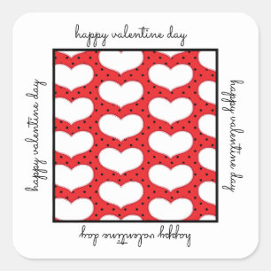 Cuadrada Valentines Hearts y Polka Dots Pegatina