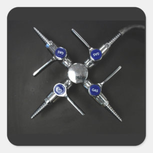 Cuadrada Válvulas de gas de laboratorio en el Pegatina de L