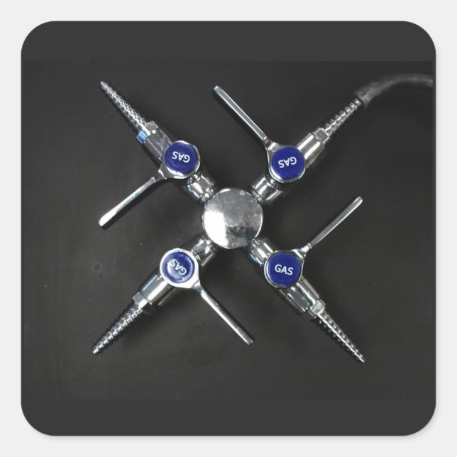 Cuadrada Válvulas de gas de laboratorio en el Pegatina de L (Anverso)