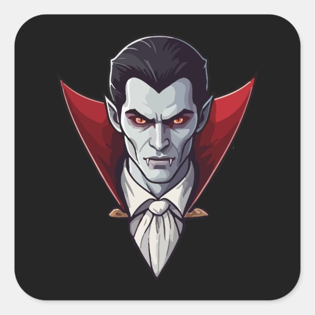 Cuadrada 🦇 Vampiro gótico Pegatina negro 🖤 🎃 (Anverso)