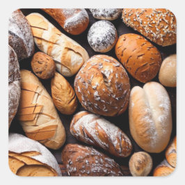 Cuadrada Variedad de Pegatina de Plaza de Pan