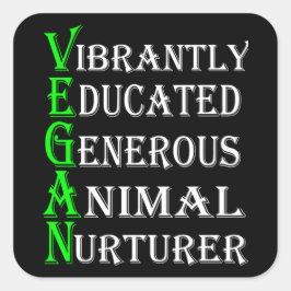 Cuadrada Vegan Pegatina Para Amantes De Los Animales, Vegan