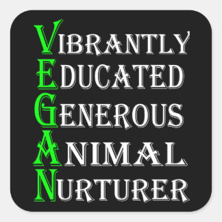 Cuadrada Vegan Pegatina Para Amantes De Los Animales, Vegan