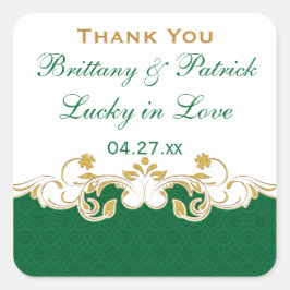 Cuadrada Verde, Blanco, Oro Desplazamiento Pegatina del Fav