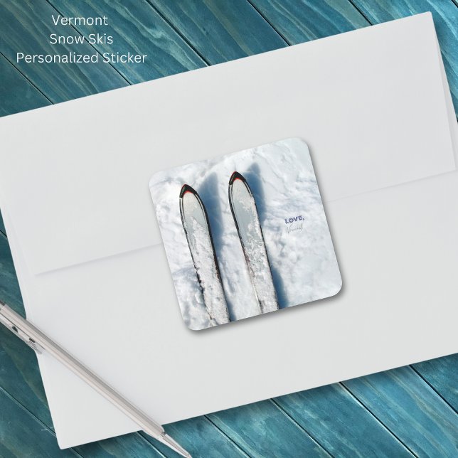 Cuadrada Vermont Snow Ski Pegatina (Vermont Snow Skis Personalized Sticker)