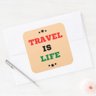 Cuadrada Viajar es Pegatina de vida