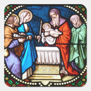 Cuadrada Vidrio Manchado Jesucristo Pegatina de Navidad