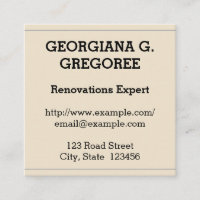 Vieja tarjeta de visita de experto en renovaciones