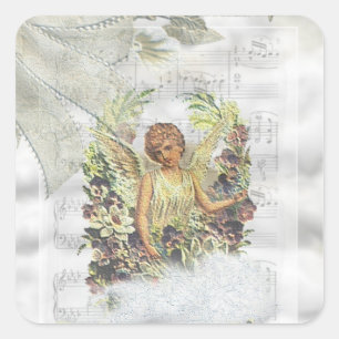 Cuadrada Vintage Angel Pegatina