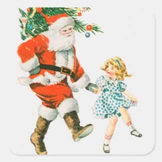 CUADRADA VINTAGE CHRISTMAS ILUSTRACION SQUARE PEGATINA