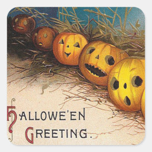 Cuadrada Vintage Halloween espeluznantes calabazas pegatina