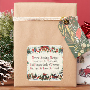 Cuadrada Vintage pegatina de poema navideño
