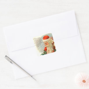 Cuadrada Vintage poema navideño Santa Holiday pegatina