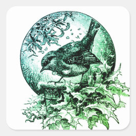 CUADRADA VINTAGE SANTA ILUSTRACION SQUARE PEGATINA