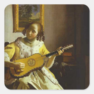 Cuadrada Vintage Vermeer el pegatina del guitarrista