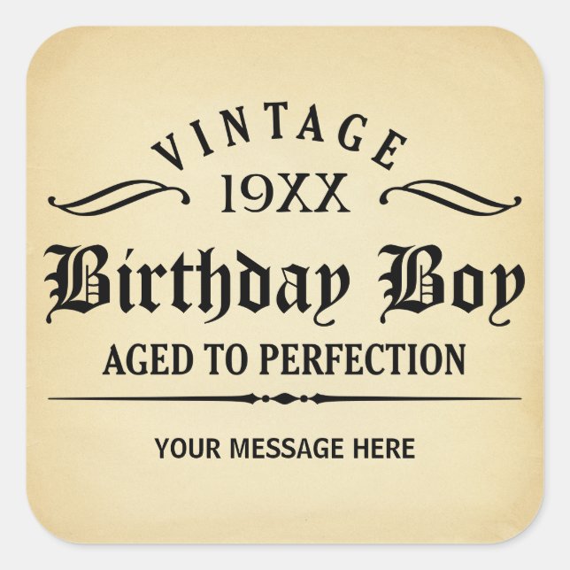 Cuadrada Vintage Whiskey Person Funny Birthday Pegatina (Anverso)