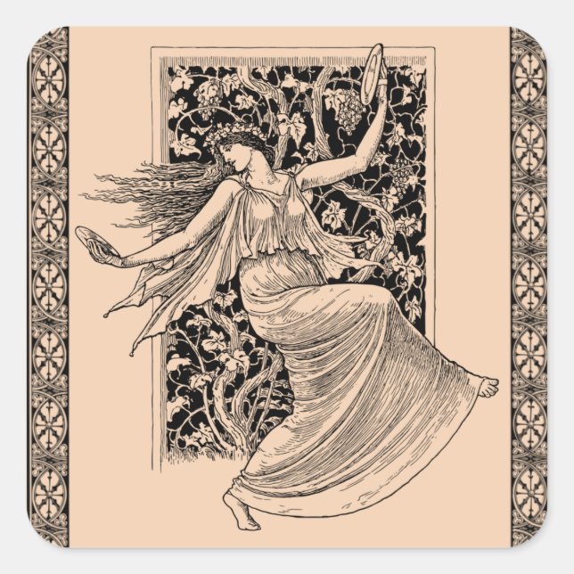 Cuadrada Vintage Woman Dancing Pegatina (Anverso)