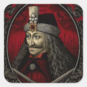 Cuadrada Vlad Dracula Pegatina gótica - Horror de vampiro o