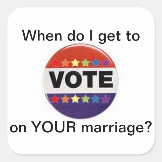 Cuadrada votación sobre el pegatina de igualdad matrimonial (Anverso)