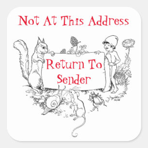 Cuadrada Vuelta linda al pegatina del remitente