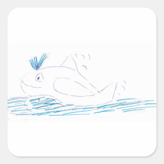 Cuadrada Wally Whale Square Pegatina (Anverso)