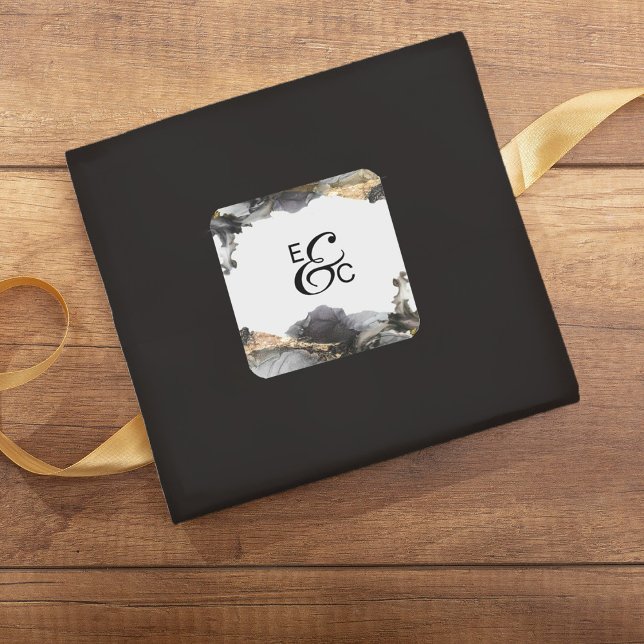 Cuadrada Watercolor Vanessa Black and White First Pegatina (Subido por el creador)