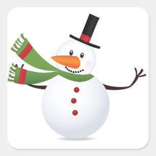 Cuadrada Waving Carrot Nose Snowman Pegatina