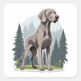 Cuadrada Weimaraner Pegatina