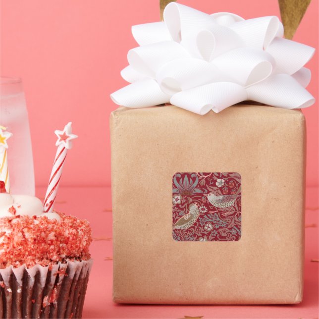 Cuadrada William Morris Strawberry Thief Square Pegatina (Fiesta)