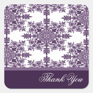 Cuadrada Wisteria Victorian Damask Gracias Pegatina