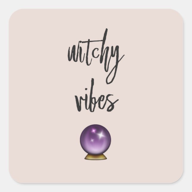 Cuadrada Witchy Vibes Pegatina Crystal Ball Emoji (Anverso)