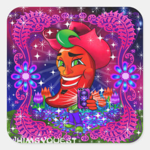 Cuadrada WQ Scott Hot Pepper "Say Cheese Pegatina Large