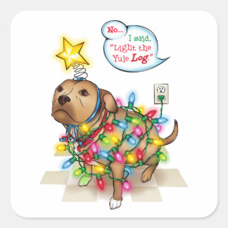 Cuadrada Yule Dog Pegatina