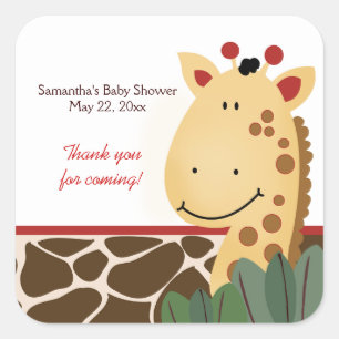 Cuadrada Zanzíbar Jungle Giraffe Print SQUARE Pegatina Favo