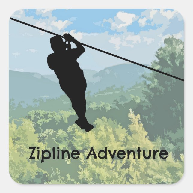 Cuadrada Zipline Adventure Pegatina (Anverso)