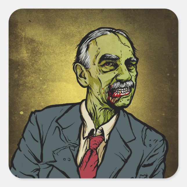 Cuadrada Zombie Keynes Pegatina (Anverso)