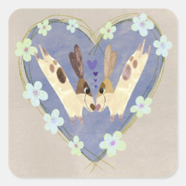 Cuadrada Zorro lindo y pegatina de invierno de cardenal