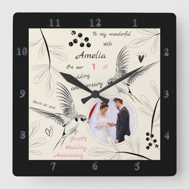Cuadrado 1.ᵉʳ boceto de aves y hojas reloj (Anverso)