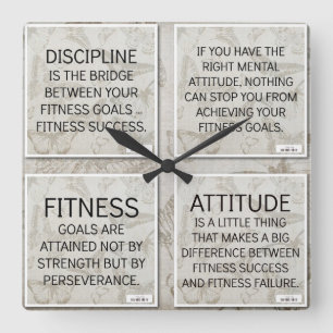 Cuadrado 4 citas para la motivación de la aptitud: Reloj d