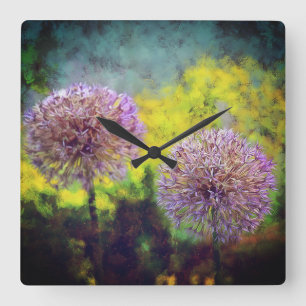 Cuadrado Allium en el reloj del muro de la tarde
