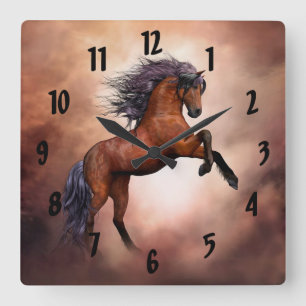 Cuadrado Alzar el reloj del caballo de bahía
