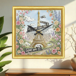 Cuadrado Ama Reloj de París, Torre Eiffel, Arte Francés