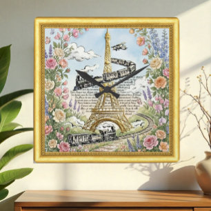 Cuadrado Ama Reloj de París, Torre Eiffel, Arte Francés