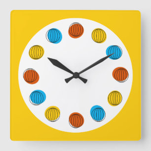 Cuadrado amarillo del reloj de globo
